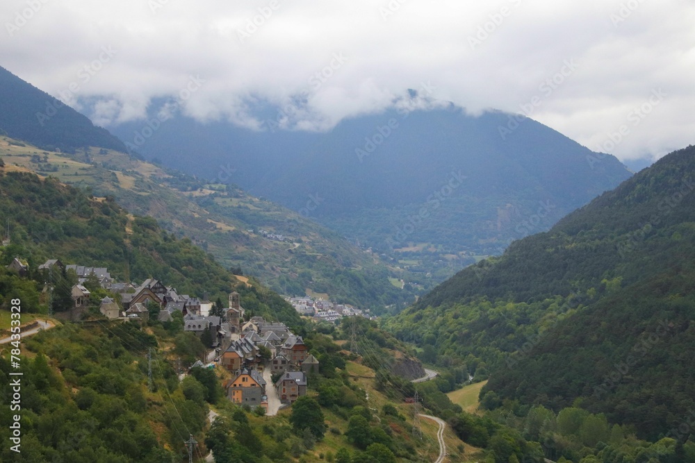 Scenic drone shot of forested mountains covered with clouds and mist, cool for background Scenic drone shot of forested mountains covered with clouds and mist, cool for background