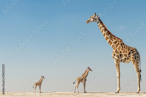 a family of giraffes in one frame
