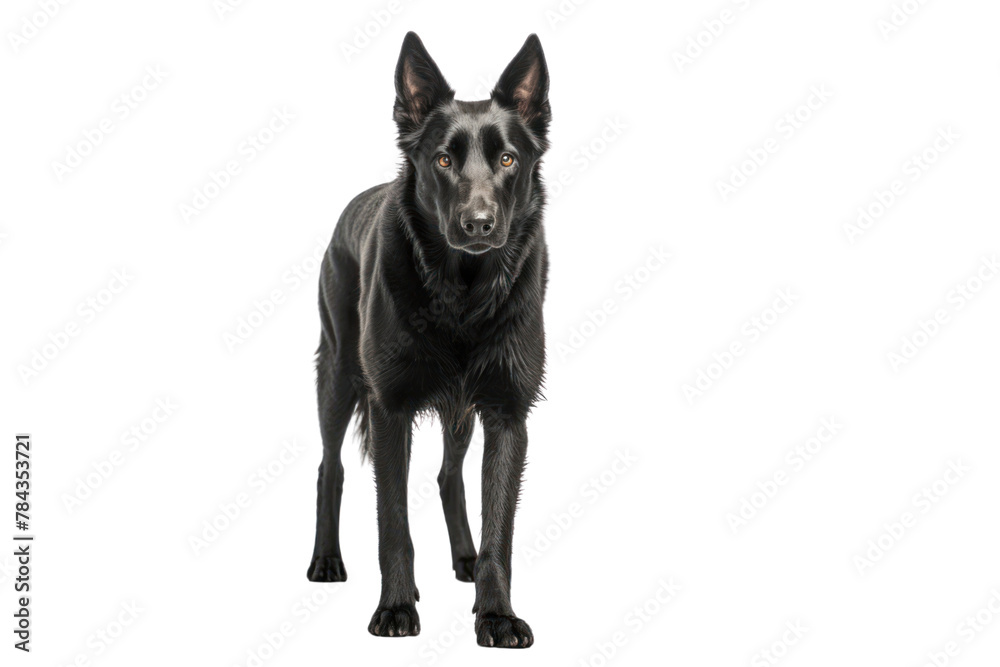 black german shepherd dog Playing.Isolated on transparent background.