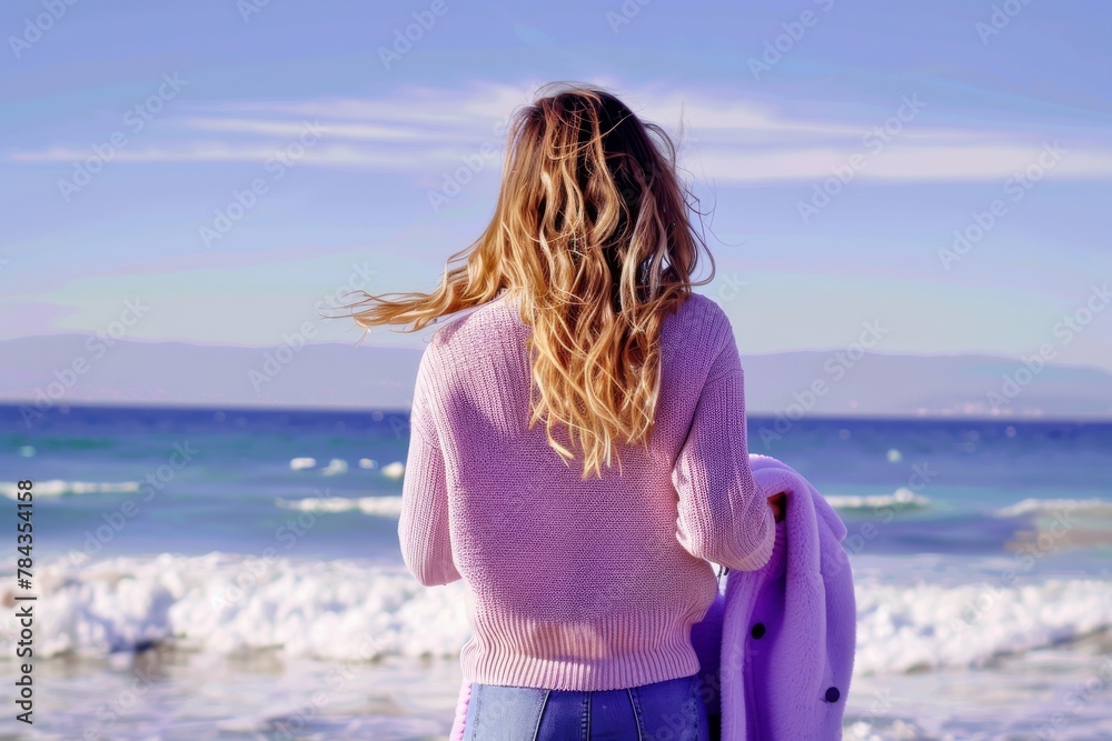 The Violet Wanderer: A Womans Beach Stroll The Violet Wanderer: A Womans Beach Stroll