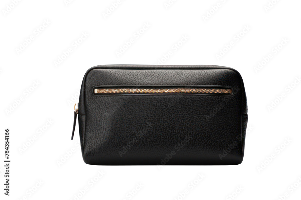 photograph of black cosmetic bag ,Isolated on a transparent background. photograph of black cosmetic bag ,Isolated on a transparent background.