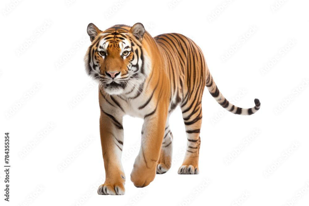 Bengal tiger walking.Isolated on transparent background.