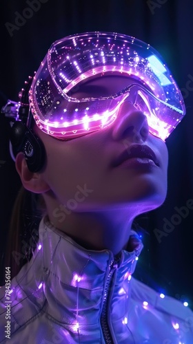 portrait of a woman wearing a futuristic visor photo