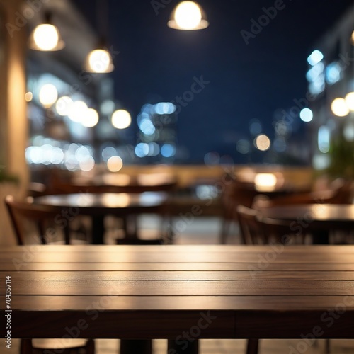 coffeeshop interior design with wood table and coffee cup © Mustafa