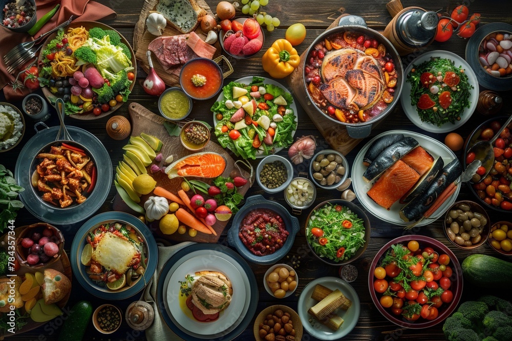 AI generated illustration of global colourful cuisine