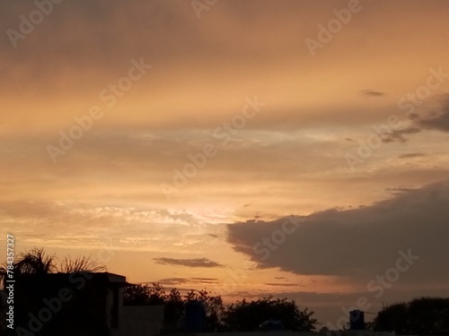 sunset in the sky with clouds
