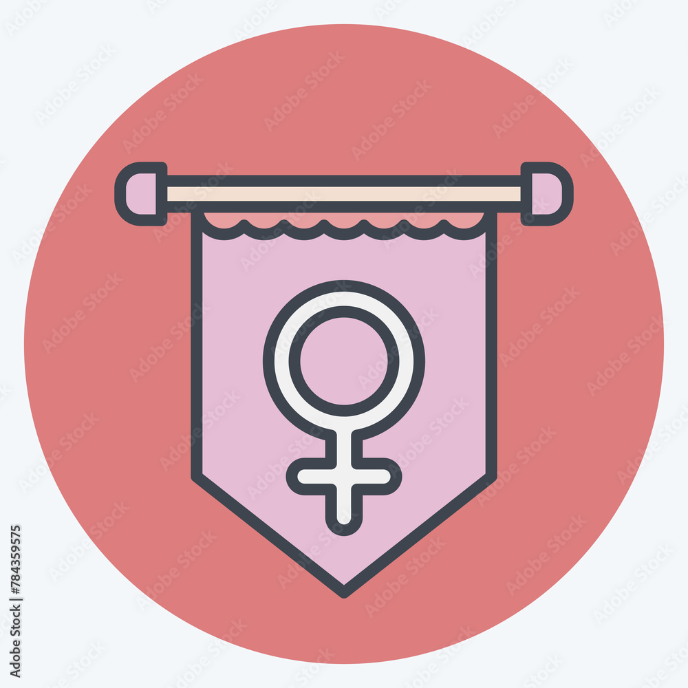 Icon Banner. related to Woman Day symbol. color mate style. simple design illustration Icon Banner. related to Woman Day symbol. color mate style. simple design illustration