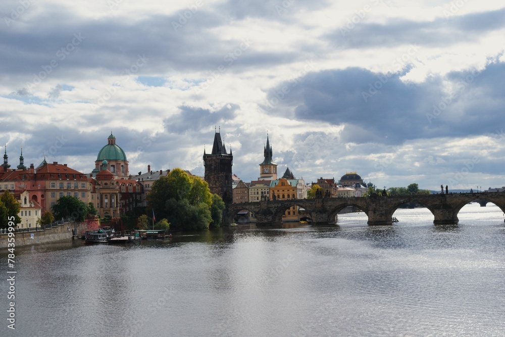 Beautiful cityscape of Prague with The Charles Bridge and Vltava river in the Czech Republic