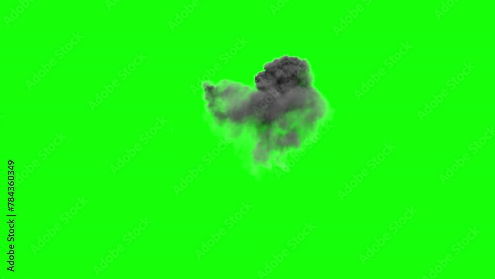 aerial explosion on green background. Mid air explosion isolated. explosion visual effect. realistic explosion on green screen