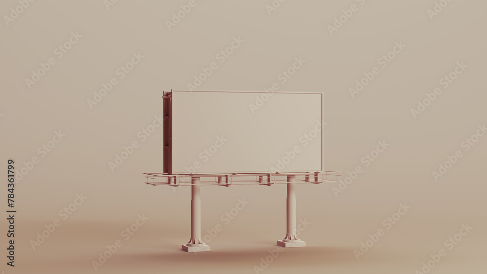 Fototapeta premium Billboard advertisement advertising neutral backgrounds soft tones beige brown background clay sculpt 3d illustration render digital rendering