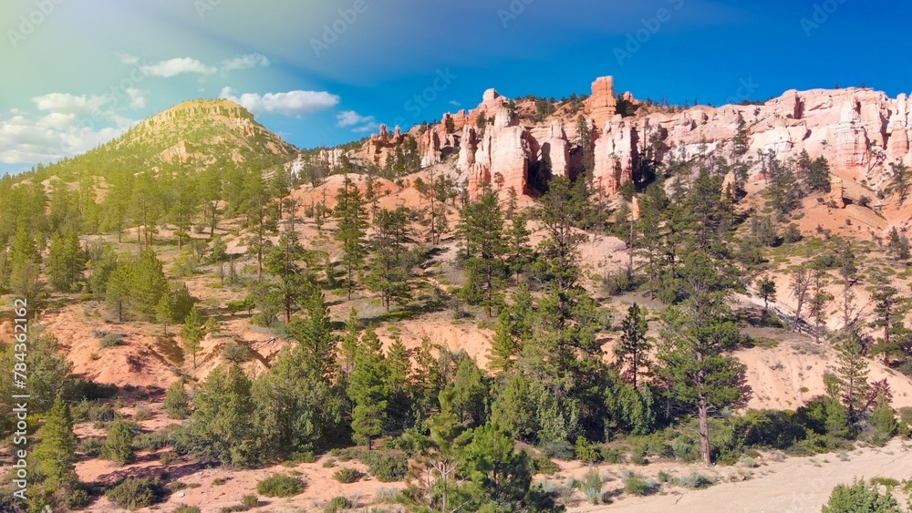 Aerial view of bryce canyon national park on a beautiful sunny day, Utah - USA