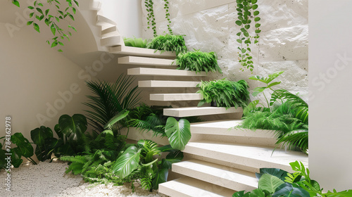 modern home interior decorated with green plants under the stairs eco friendly interior architecture design 
