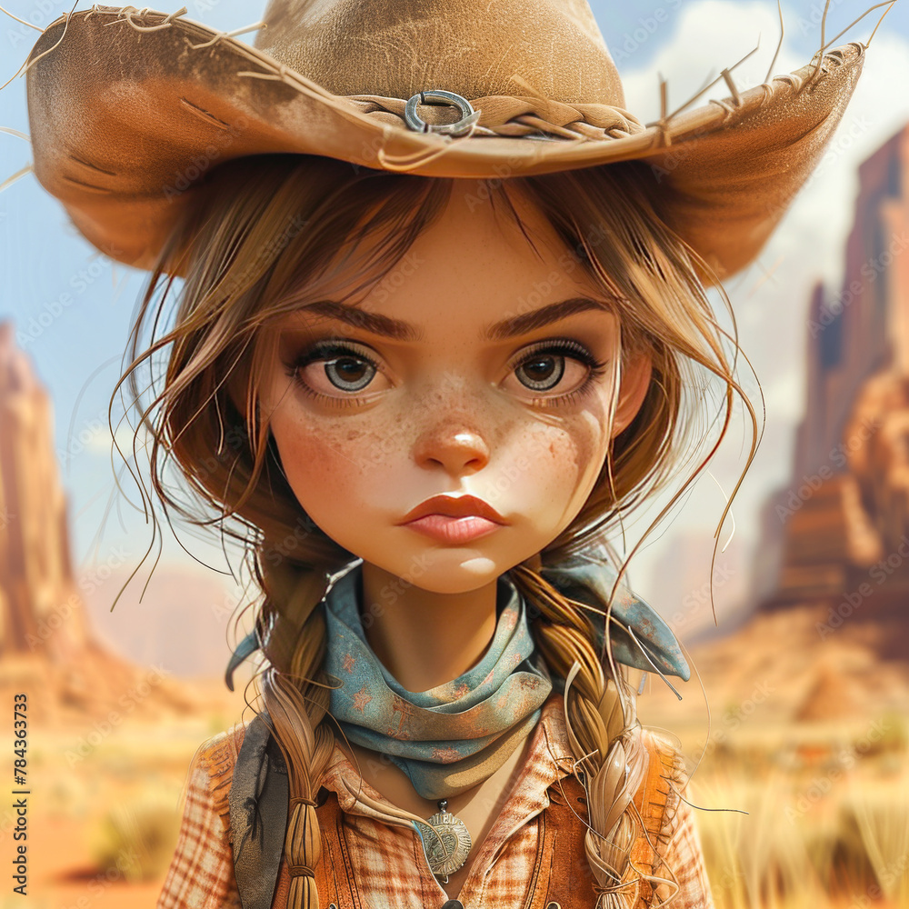 Cartoon Caricature Of A Cowgirl In The Old West Generated Image A cartoon-caricature-of-a-cowgirl-in-the-old-west-generated-image-a