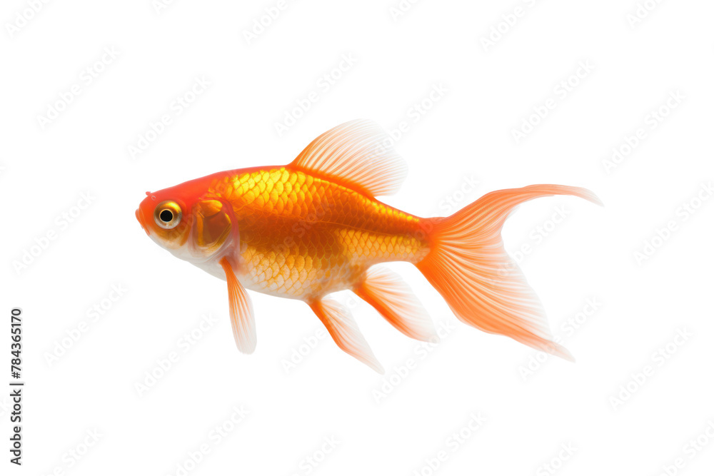 A single colorful goldfish swimming.Isolated on transparent background.