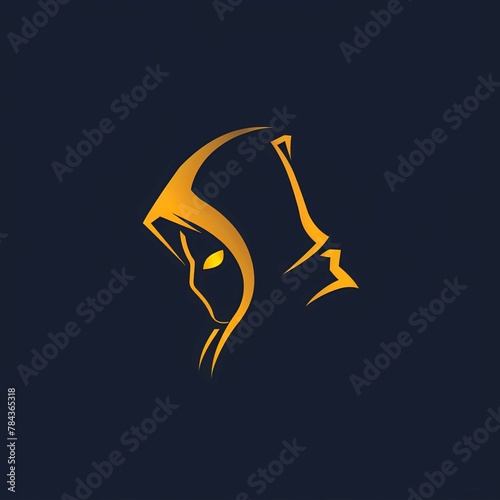 AI generated illustration of a mysterious hooded figure logo design background photo