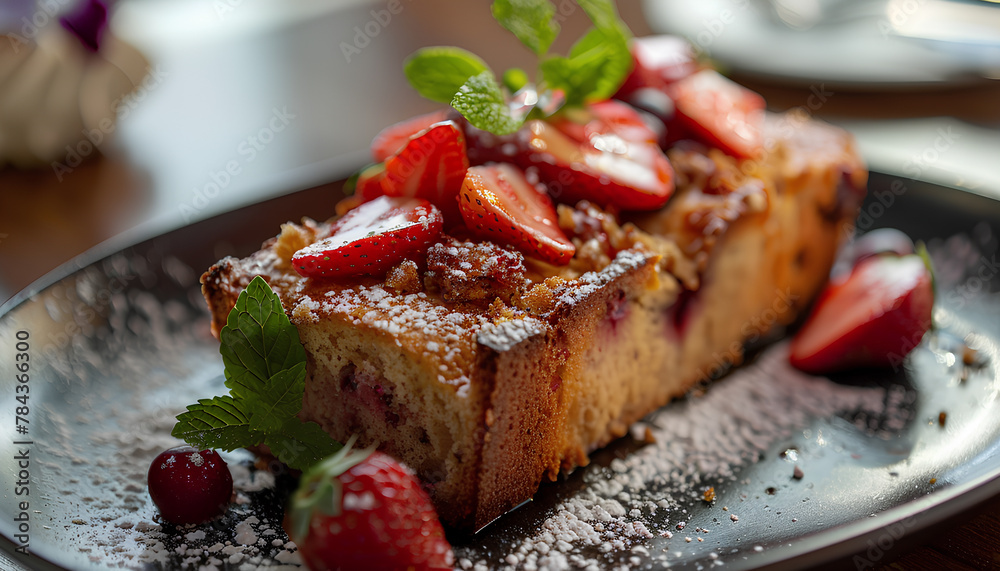 Strawberry Bread , natural lighting, flavorful plating Strawberry Bread , natural lighting, flavorful plating