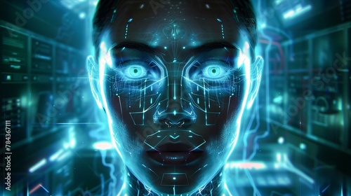 The intricate structure of a human head, Futuristic , Cyberpunk