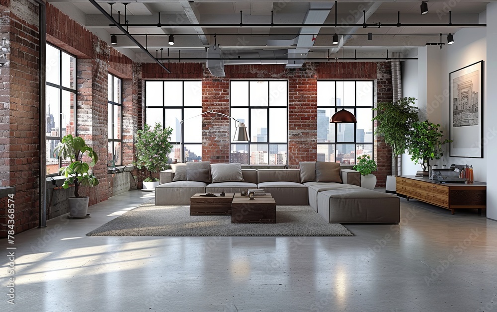 Modern loft interior design with minimalist aesthetics