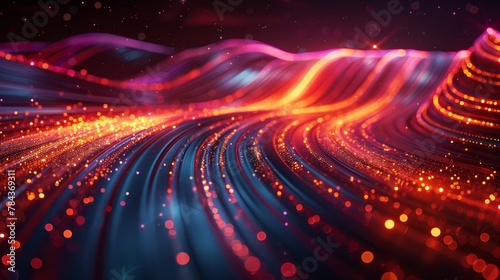 Renewable energy grid visualized by flowing light lines, sustainable tech concept