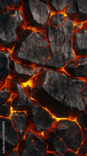 Glowing Lava Texture on Volcanic Surface