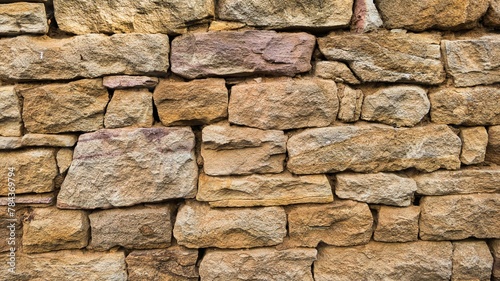 Closeup shot of a wall made of sandstones stacked on each other in daylight