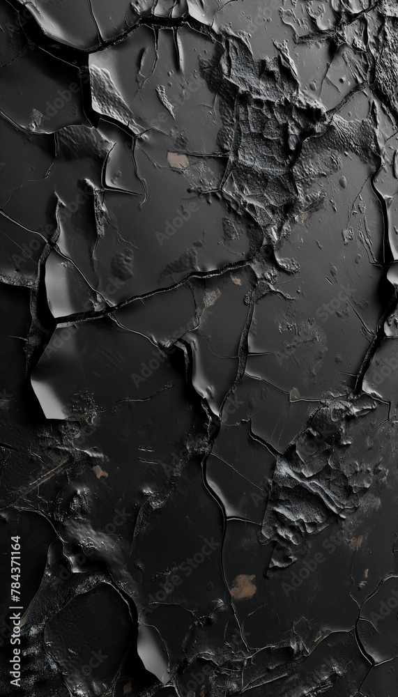 Abstract Cracked Black Surface Artistic Texture