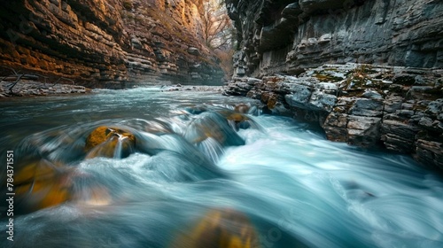 movement of the water as it flows through the canyon