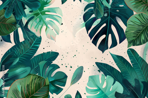 Abstract art tropical leaves background vector.