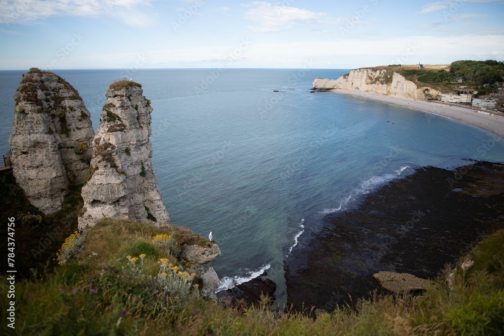Beautiful seascape with white cliffs on the coast of Etretat, France Beautiful seascape with white cliffs on the coast of Etretat, France