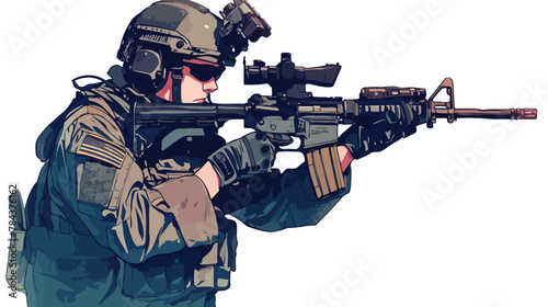 Army Soldier Watercolor ClipArt 2d flat cartoon vac