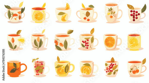 Assortment of tea collection of fruit hot tea on a