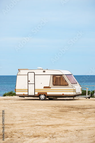 Caravan trailer camping on beach