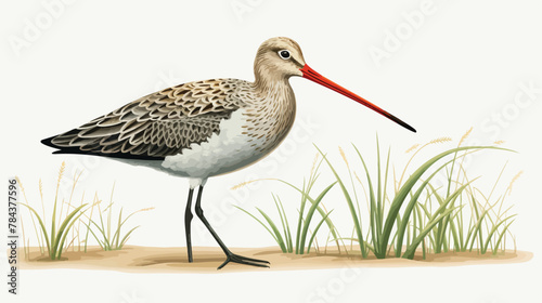 Bartailed Godwit feeding at Busiateen coast of Bah photo