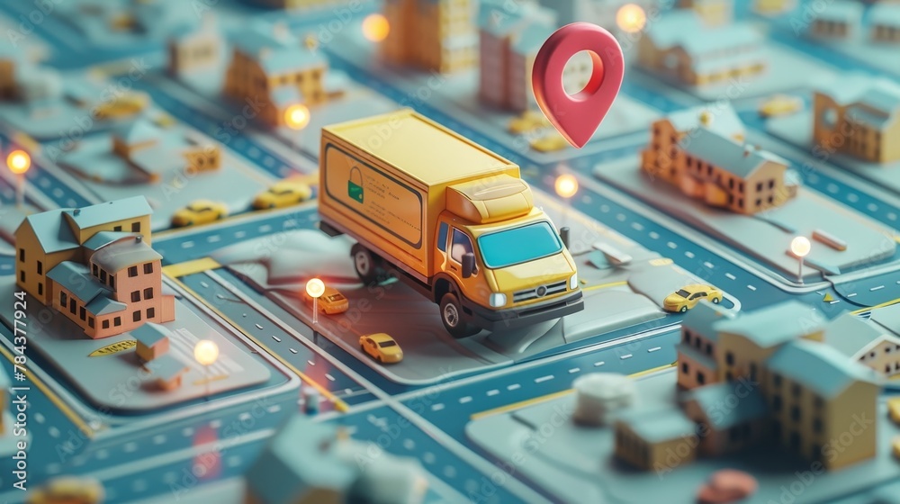 Delivery and Logistic: A 3D vector illustration of a delivery service app interface on a smartphone