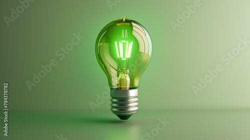 Energy Efficiency: A 3D vector illustration of a lightbulb with a battery attached