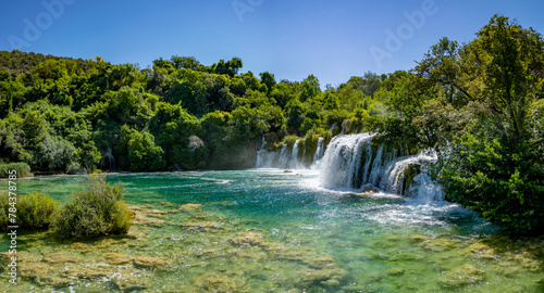Fototapeta Naklejka Na Ścianę i Meble -  Beautiful landscape in the Krka National Park in Croatia. Natural Waterfalls. Natural wonders