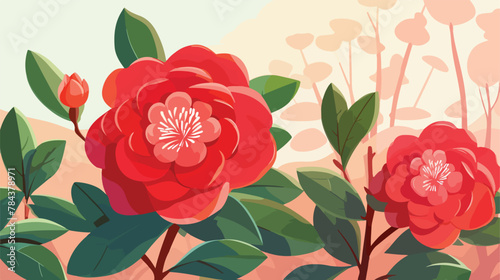 Beautiful red camellia flower in springtime Souther photo