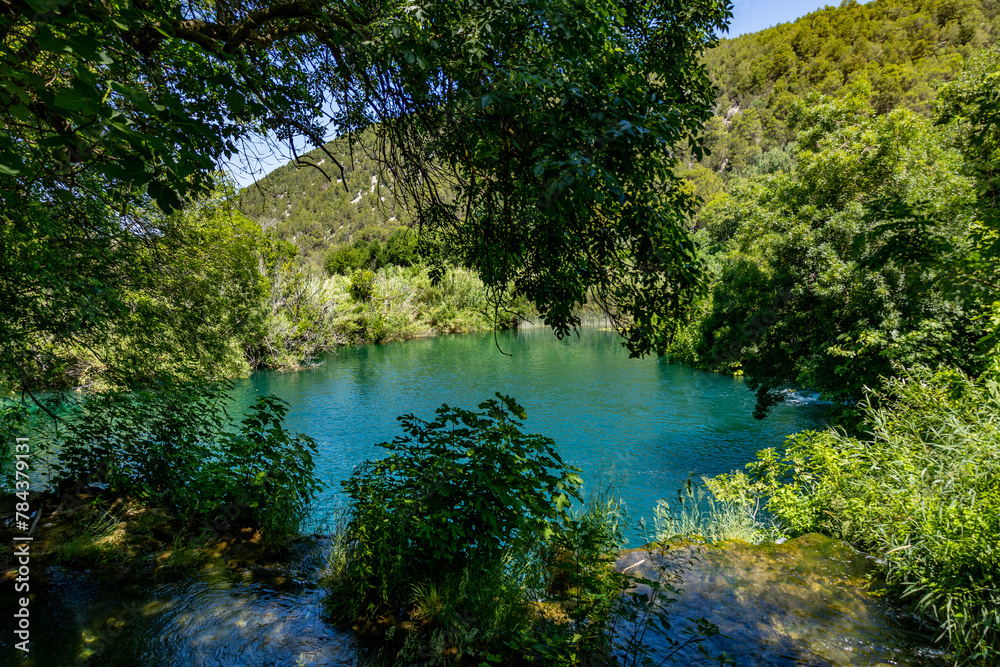 Fototapeta premium Beautiful landscape in the Krka National Park in Croatia. Natural Waterfalls. Natural wonders