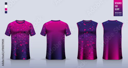 Soccer jersey, football kit, sportswear, basketball uniform, tank top, running singlet or t-shirt mockup. Fabric pattern design. 