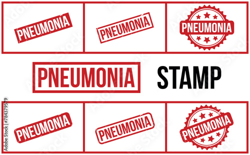 Pneumonia Rubber Stamp Set Vector