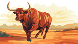 Big bull in spain .. 2d flat cartoon vactor illustration