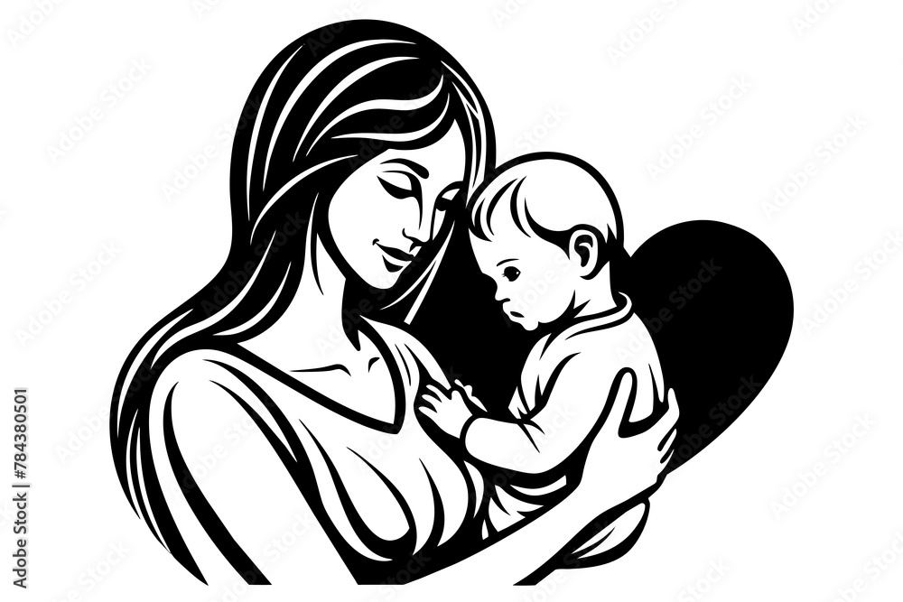 mother-holding-baby-black-silhouette-logo mother's day