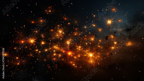 Festive firework salute burst isolated on a black background. © Nikolay