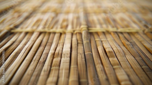Detailed view of a bamboo mat, suitable for backgrounds or textures