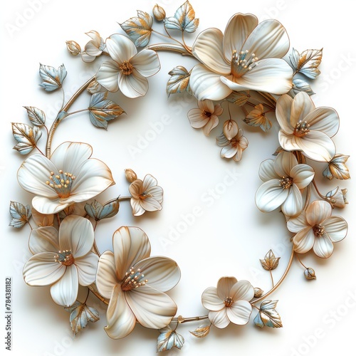 A white background with a floral ornament frame © DZMITRY