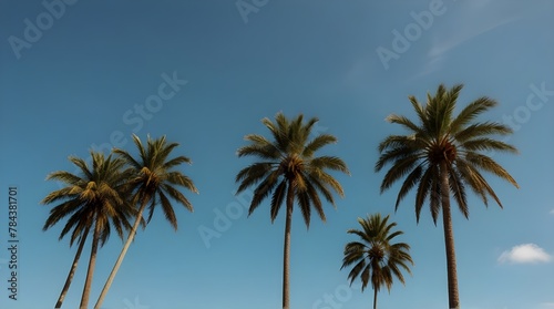 Beautiful tropical nature with coconut palm tree on blue sky.generative.ai © Waqar