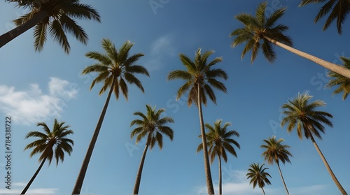 Beautiful tropical nature with coconut palm tree on blue sky.generative.ai