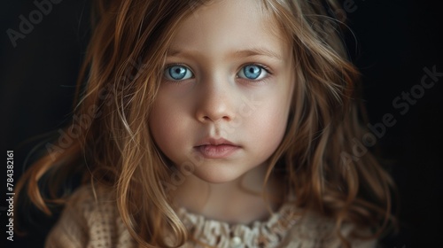 Close up of a young girl with striking blue eyes. Ideal for beauty or lifestyle concepts