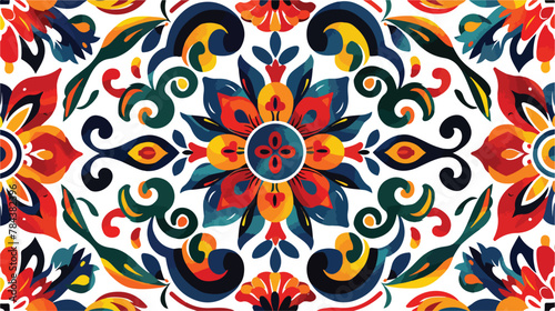 Traditional ornate mexican talavera. Colored design.