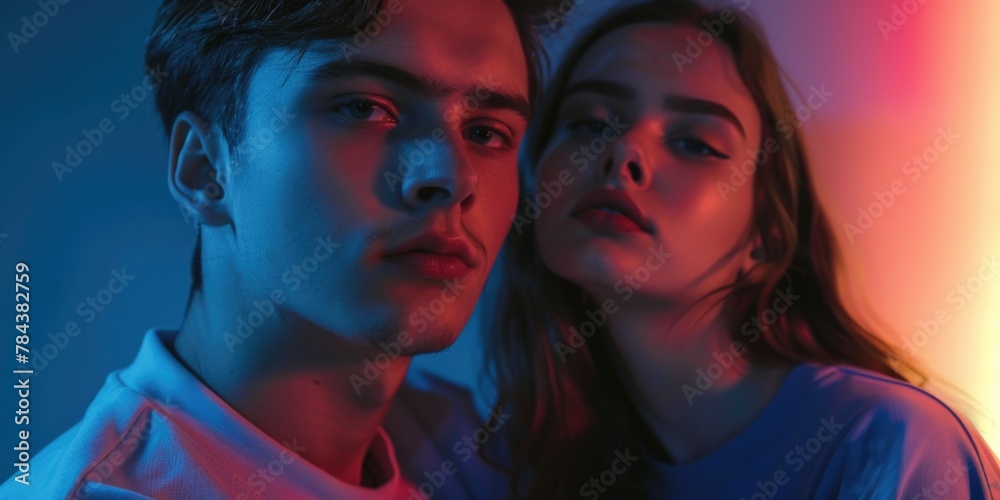 A man and a woman standing side by side. Suitable for various concepts and themes A man and a woman standing side by side. Suitable for various concepts and themes